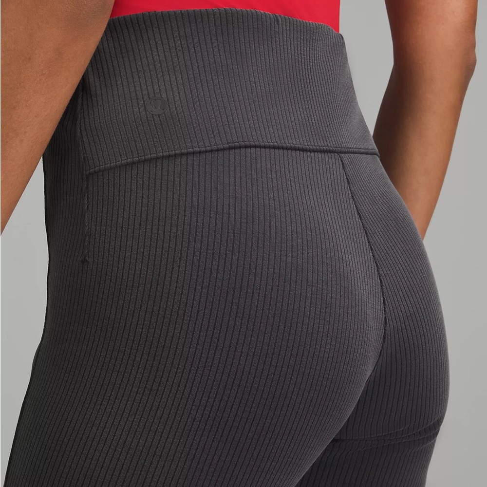 lululemon Softstreme Charcoal Ribbed Flare Pants - Picture 3 of 8